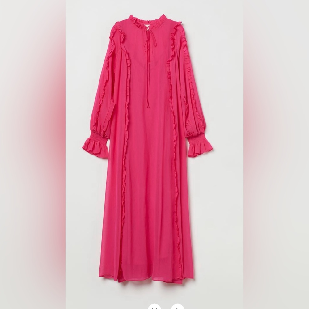 H&M Chiffon Maxi Dress Size Medium Fuchsia